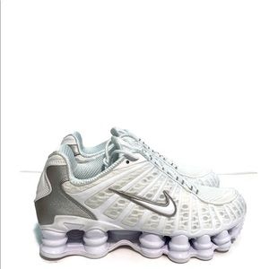 womens nike shox white and silver